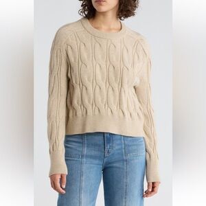 Vigoss Cable Stitch Crewneck Sweater in Oatmeal Size Large NWT